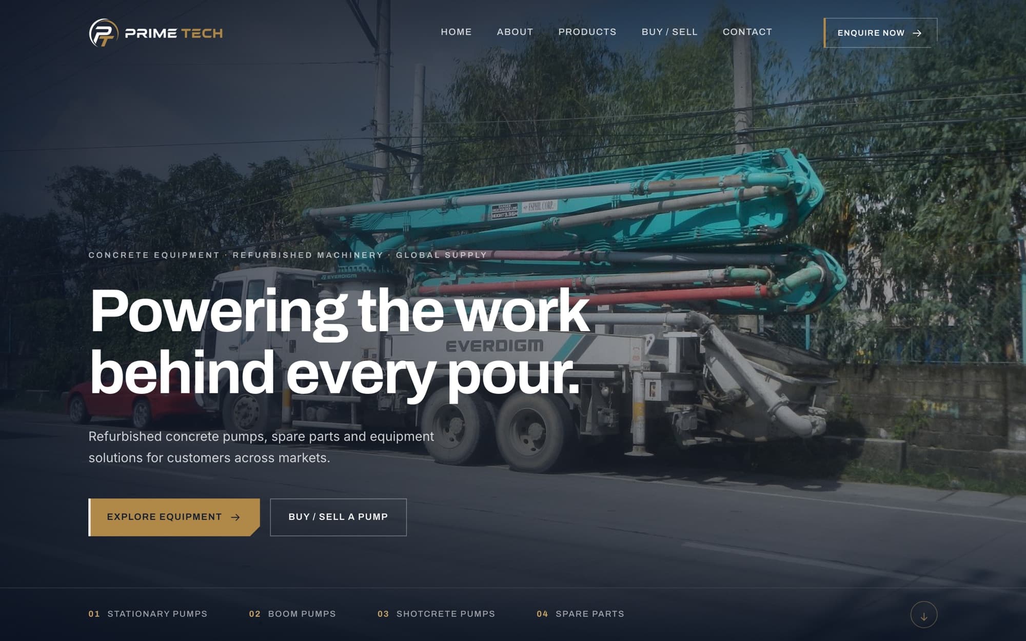 Prime Tech — Concrete Equipment & Machinery website designed and built by Nexus Digital