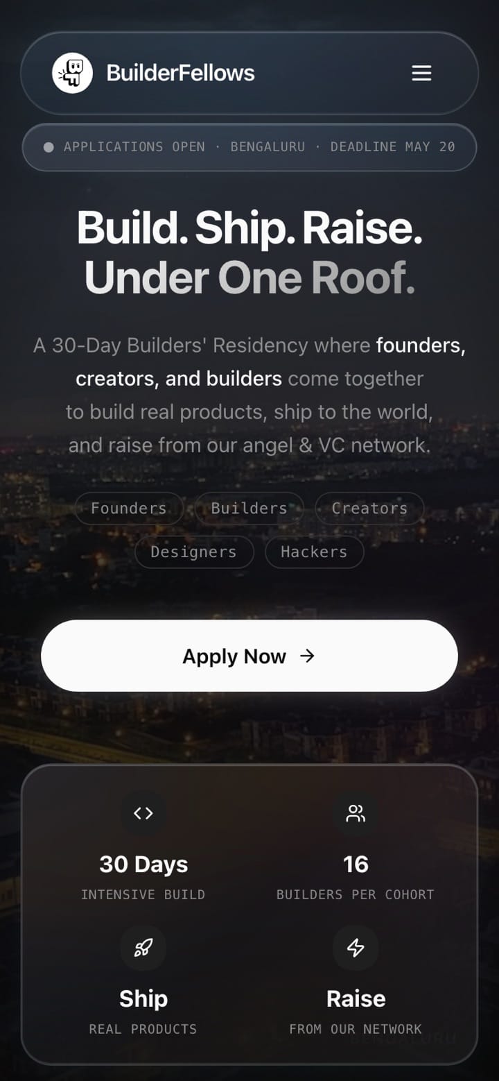 BuilderFellows — Founder residency, built and run by Nexus Digital