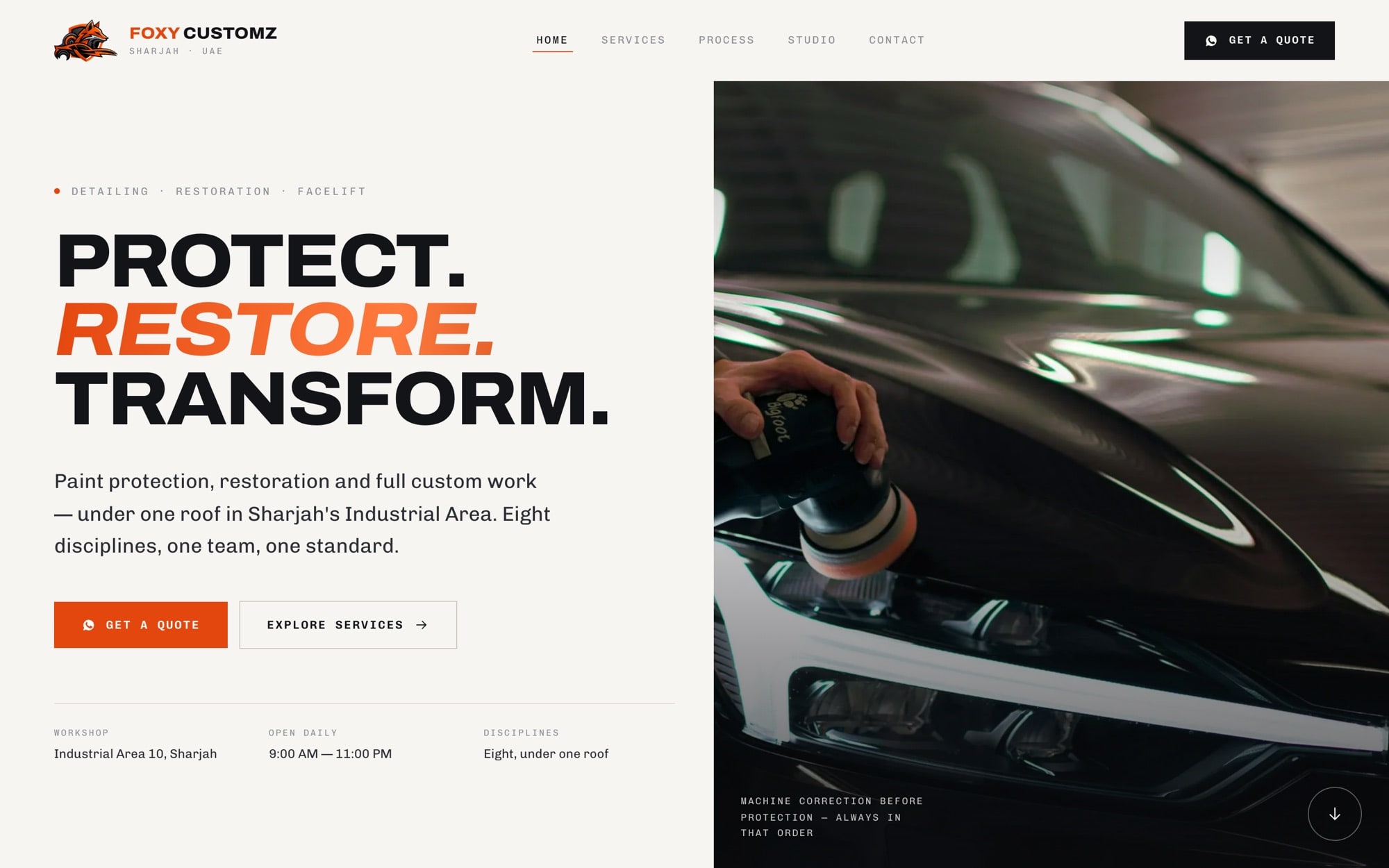Foxy Customz — Auto Detailing & Restoration website designed and built by Nexus Digital