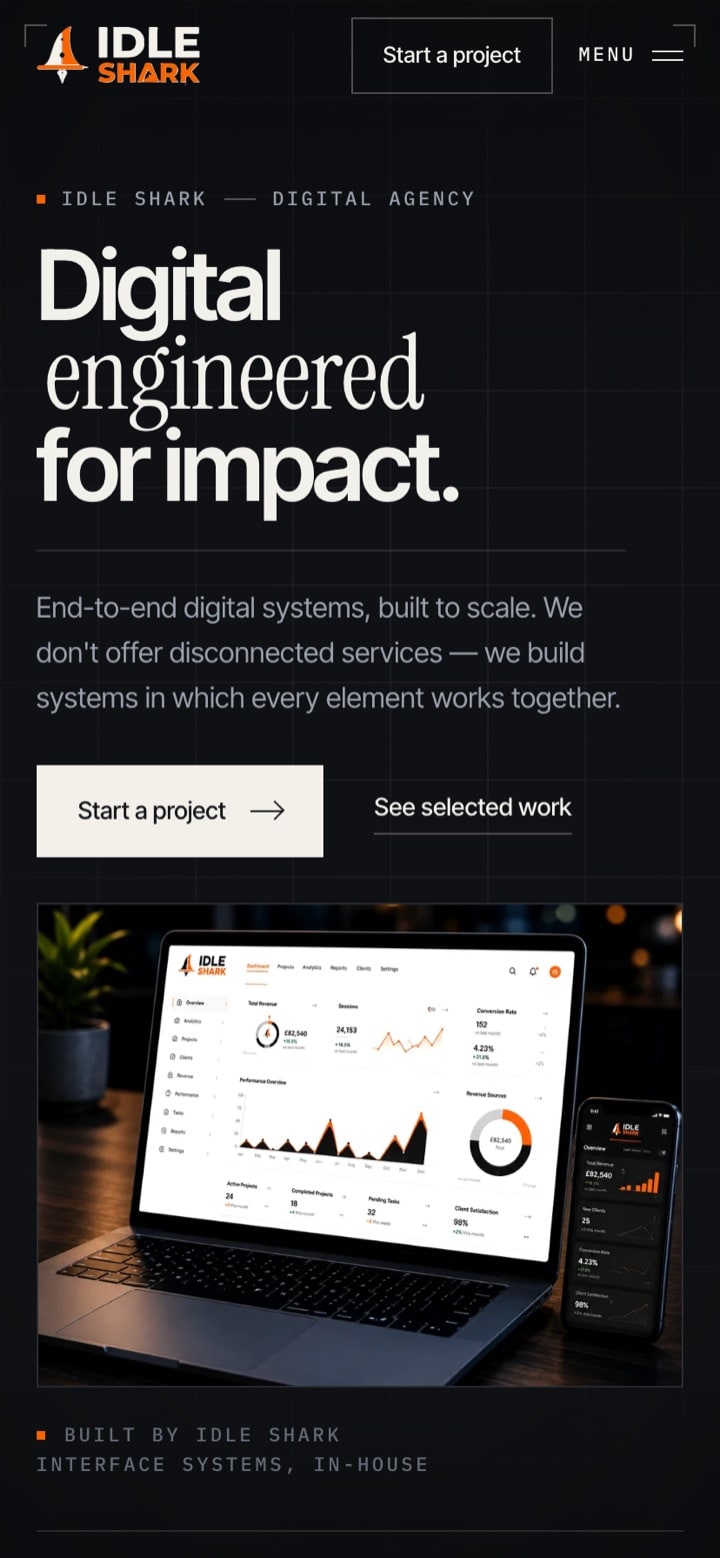 Idle Shark — Digital Agency website designed and built by Nexus Digital
