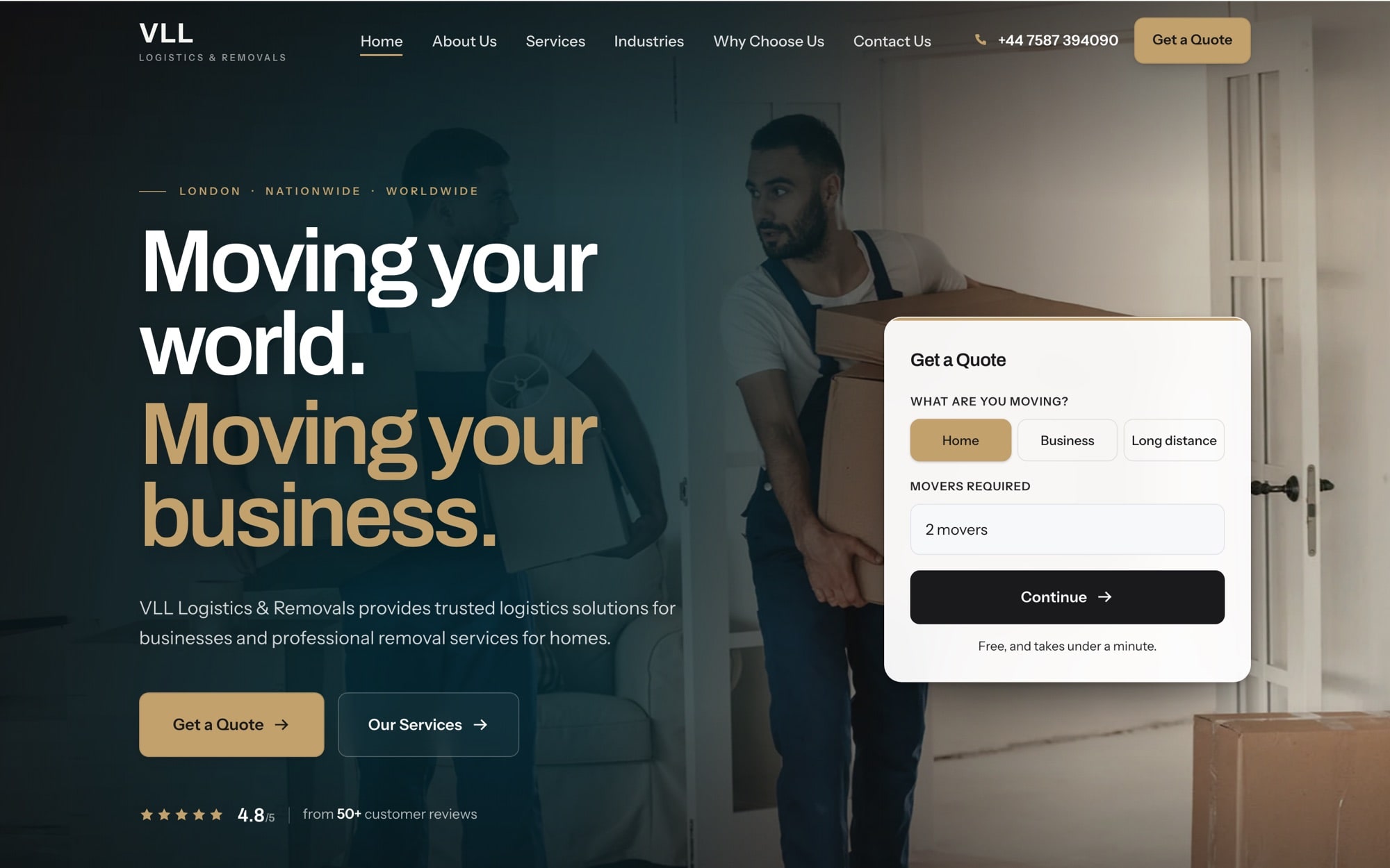 VLL Logistics & Removals — Removals & Logistics website designed and built by Nexus Digital